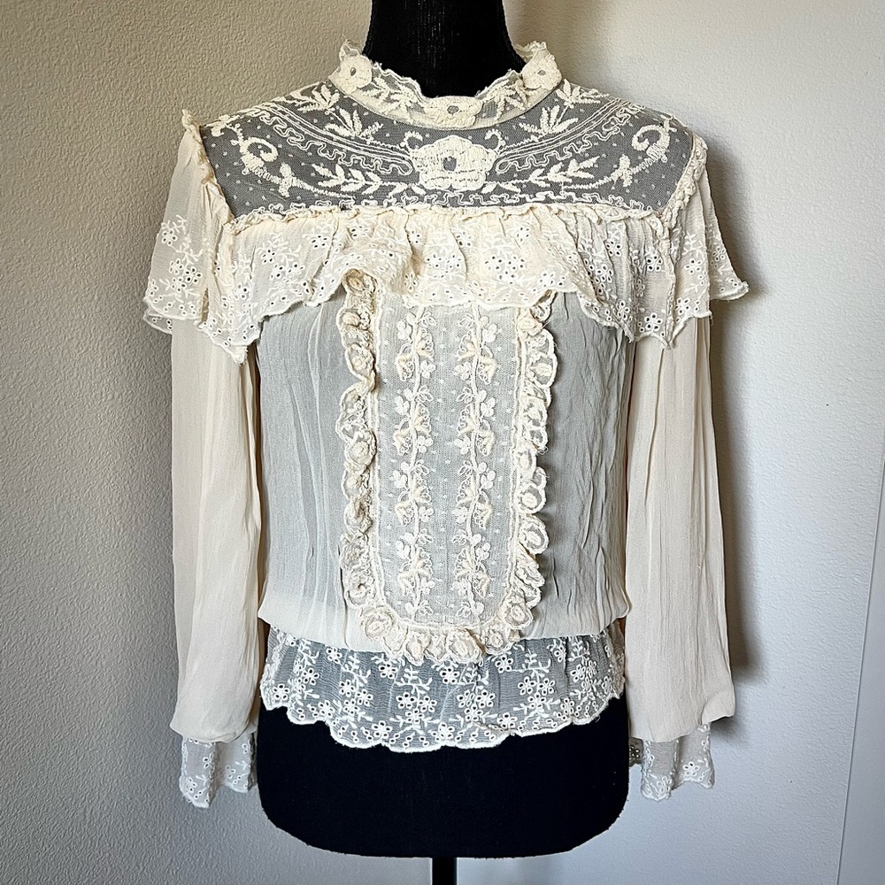 RARE EXC • Free People Florence Victorian Blouse • - Picture 2 of 11